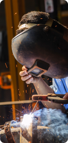 Man in a metal welding project